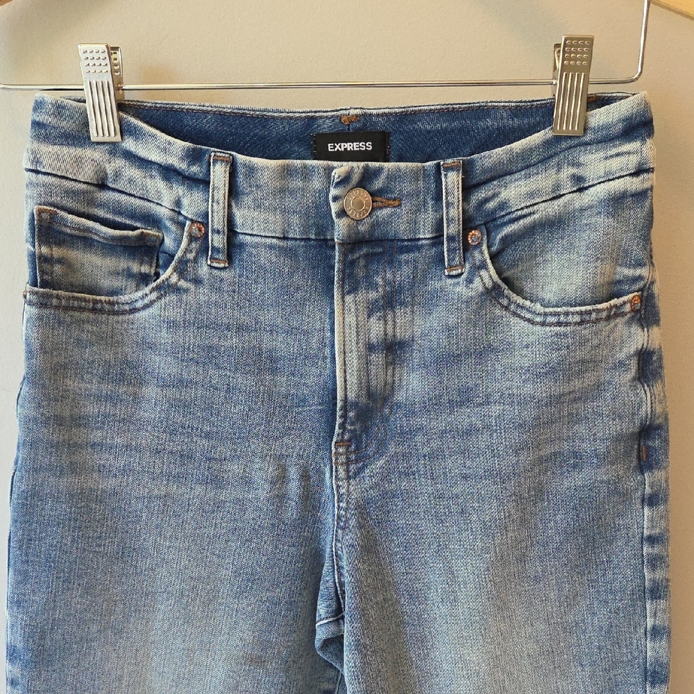Express High Rise Denim Jeans in Light Blue